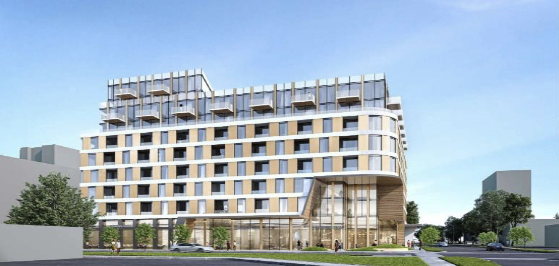 The design submitted by Podium for a 10-storey building at East Street and Lakeshore Road in Bronte Village | Podium Developments